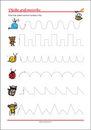 Vježbe grafomotorike, Predlošci za početno pisanje, uvježbavanje percepcije i koordinacije oko-ruka