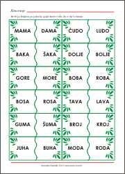 Rima - Spoji riječi koje se rimuju - za predškolski i školski uzrast