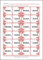 Rima - Spoji riječi koje se rimuju - za predškolski i školski uzrast