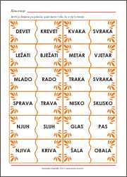 Rima - Spoji riječi koje se rimuju - za predškolski i školski uzrast