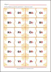Slogovi - Spoji slogove u riječi - za predškolski i školski uzrast
