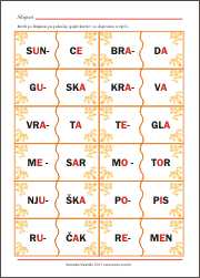 Rima - Spoji slogove u riječi - za predškolski i školski uzrast