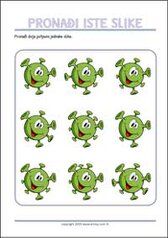 Pronađi dvije jednake slike - vježbe zapažanja za ispis