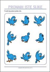 Pronađi dvije jednake slike - vježbe zapažanja za ispis