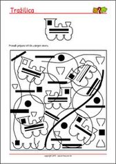 Vlak - Pronađi jednaku sliku - radni listići za percepciju i koncentraciju za djecu