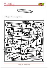 Pronađi jednaku olovku - radni listići za percepciju i koncentraciju za djecu